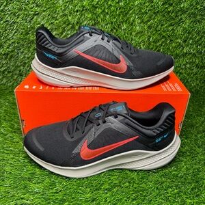 Size 10.5 - Mens Nike Quest 5 Black Bright Crimson Running Shoes - DD0204 005